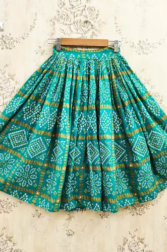 Turquoise silk blend  kids lehenga choli