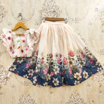 Blue faux georgette  kids lehenga choli 1