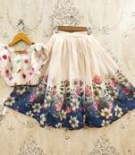 Blue faux georgette  kids lehenga choli