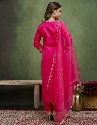 Pink women kurta pant dupatta set 2