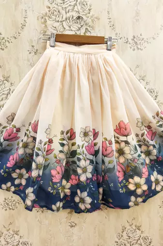 Blue faux georgette  kids lehenga choli
