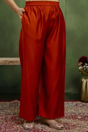 Orange women kurta pant dupatta set
