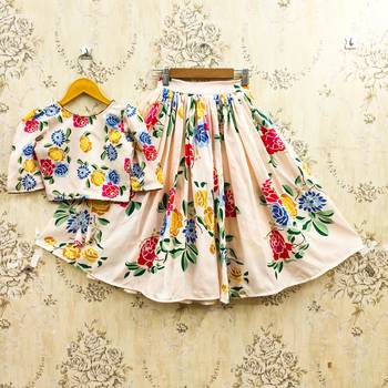 White cotton  kids lehenga choli 1