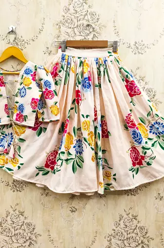 White cotton  kids lehenga choli