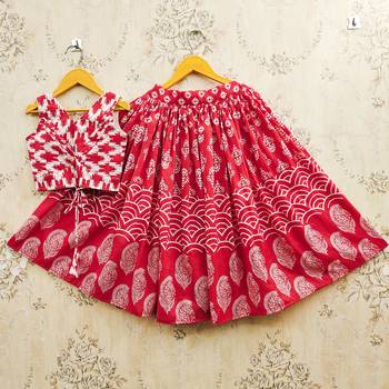 Red cotton  kids lehenga choli 1