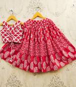 Red cotton  kids lehenga choli