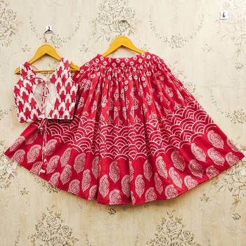 Red cotton  kids lehenga choli 2