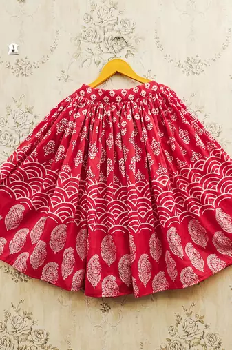 Red cotton  kids lehenga choli