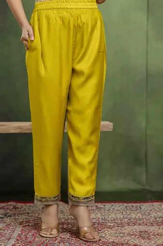 Yellow women kurta pant dupatta set