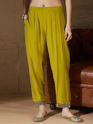 Yellow women kurta pant dupatta set 4