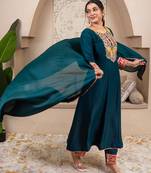 Blue women kurta pant dupatta set