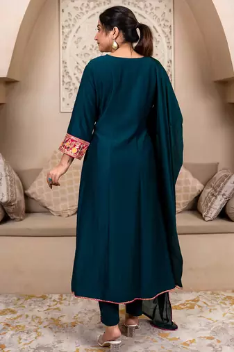 Blue women kurta pant dupatta set