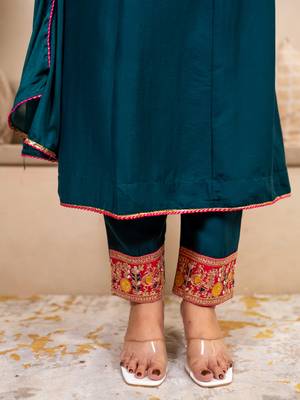 Blue women kurta pant dupatta set 3
