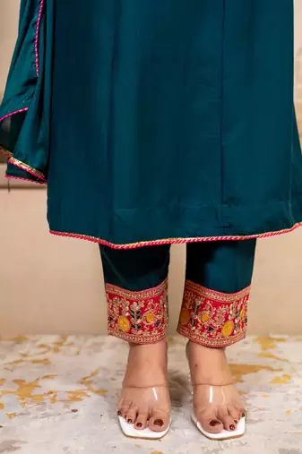 Blue women kurta pant dupatta set