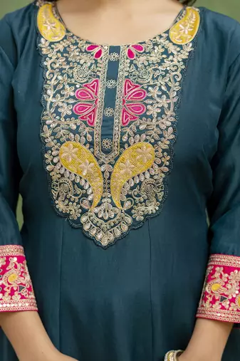 Blue women kurta pant dupatta set