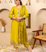 Yellow women kurta pant dupatta set