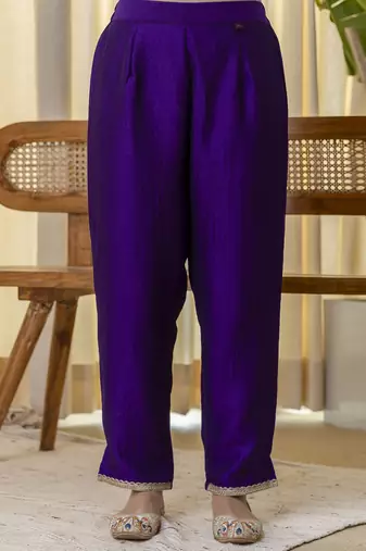 Purple women kurta pant dupatta set