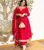 Pink women kurta pant dupatta set