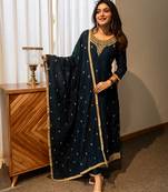 Dark blue women kurta pant dupatta set