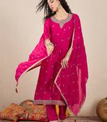 Pink women kurta pant dupatta set