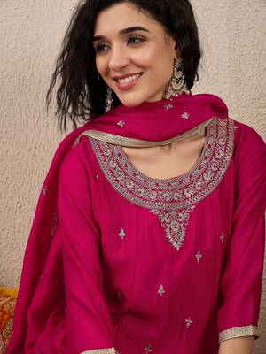 Pink women kurta pant dupatta set 3