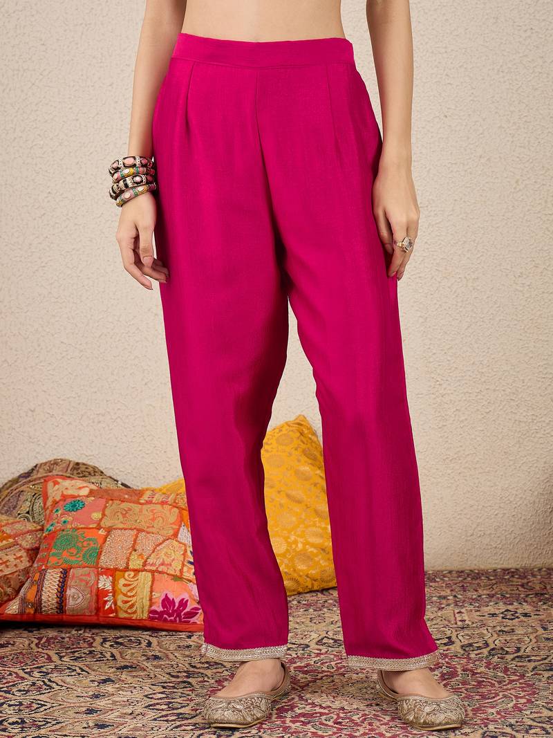 Pink women kurta pant dupatta set