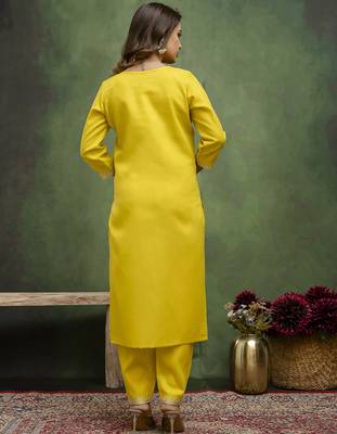Yellow women kurta pant dupatta set 2