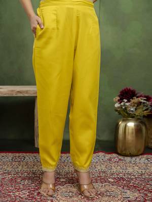 Yellow women kurta pant dupatta set 4