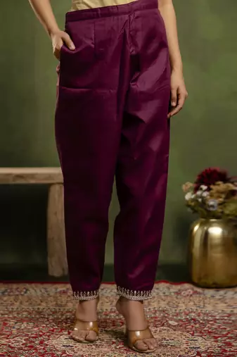 Purple women kurta pant dupatta set