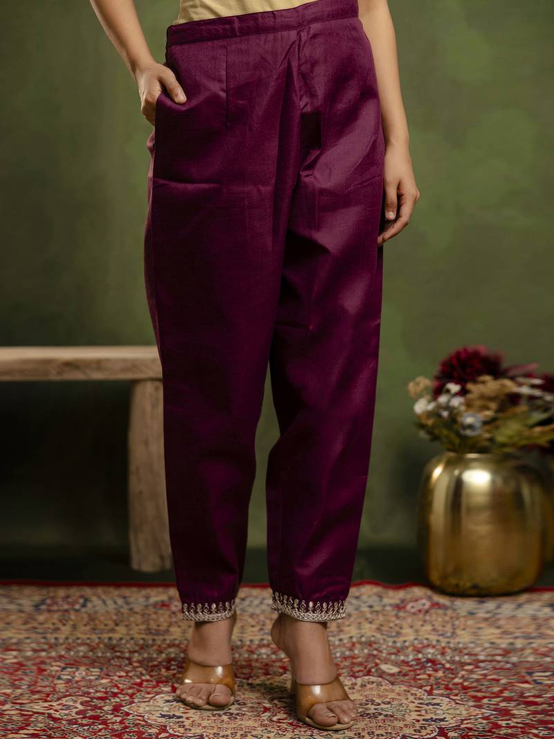 Purple women kurta pant dupatta set