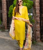 Yellow women kurta pant dupatta set