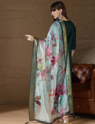 Green women kurta pant dupatta set 2