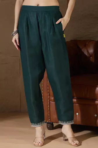 Green women kurta pant dupatta set
