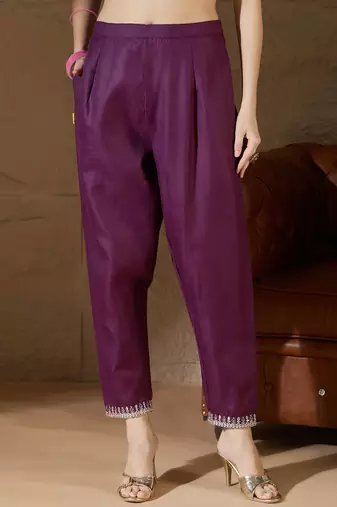 Purple women kurta pant dupatta set