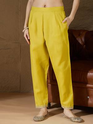 Yellow women kurta pant dupatta set 4