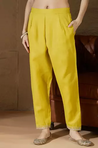 Yellow women kurta pant dupatta set