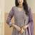 Faux georgette lavender embroidered anarkali salwar kameez
