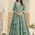 Faux georgette turquoise embroidered anarkali salwar kameez