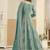 Faux georgette turquoise embroidered anarkali salwar kameez