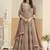 Faux georgette brown embroidered anarkali salwar kameez