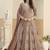Faux georgette brown embroidered anarkali salwar kameez