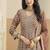 Faux georgette brown embroidered anarkali salwar kameez