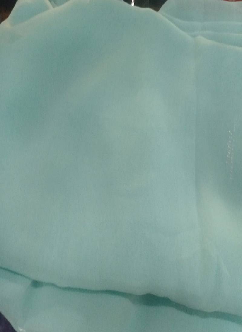 Sky blue color plain georgette designer saree with blouse