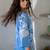 Blue pure cotton oversized placement dress