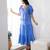 Blue baby doll embroidered pure cotton dress