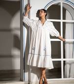 White embroidered linen maxi dress