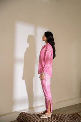 Pink printed linen co ord set 4