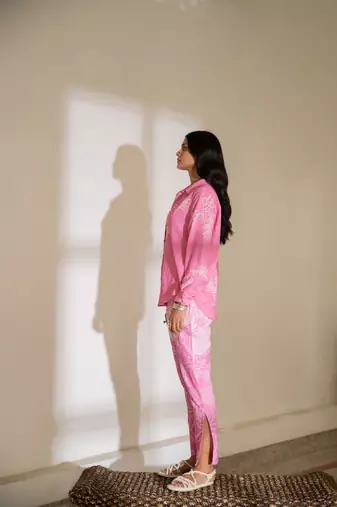 Pink printed linen co ord set