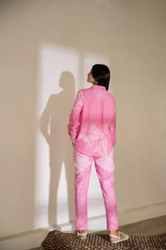 Pink printed linen co ord set