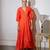Orange embroidered pure cotton wrap dress